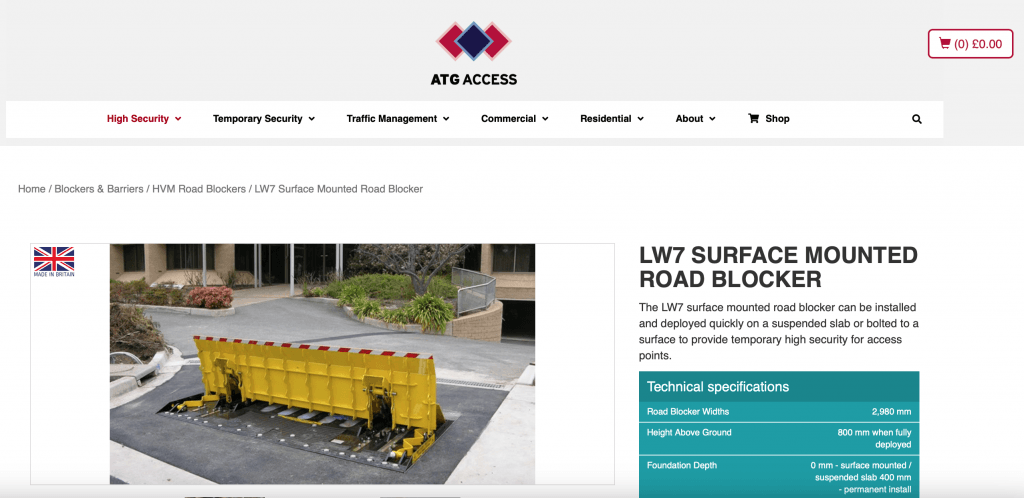 ATG AVS-elli LW7 vehicle barrier